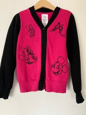 Disney Hot Pink and Black Mickey & Minnie Cardigan - Button Front